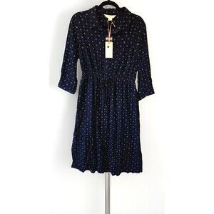 Mauvette Dress Medium Navy‎ Long Sleeve Pockets Elastic Waist NWT NEW